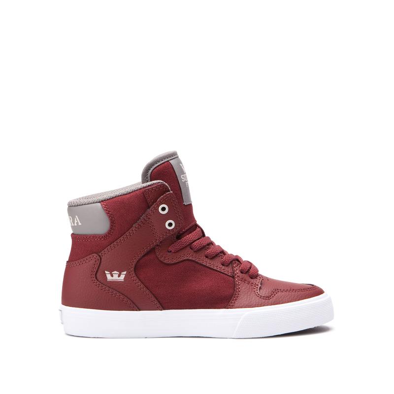 Buty Supra VAIDER - Sneakersy Wysokie Dziecięce - Bordowe (UJXR-51792)